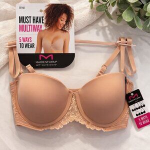 Maidenform Self Expressions Multiway Convertible Strapless Bra Nude Lace 34B NWT